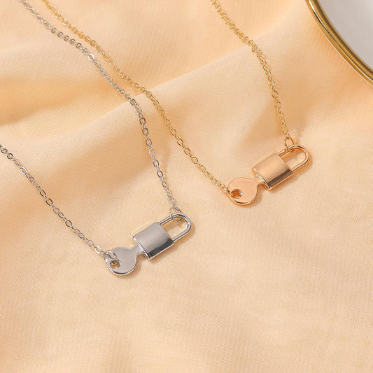 Creative wild key lock necklace female cold tide ins simple collarbone chain temperament niche design necklace female