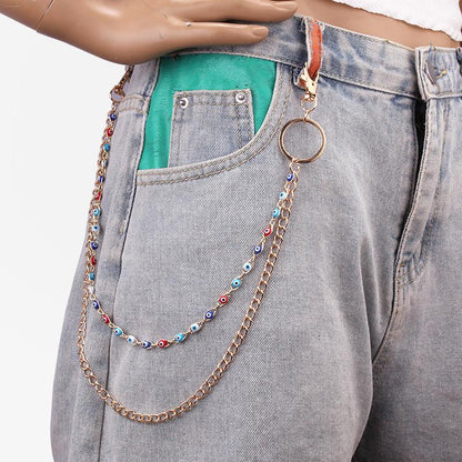 Jewelry ins simple sexy dripping oil devil's eye chain unisex ring decorative pants chain