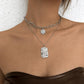 N9547 Jewelry Simple Stacked Double Layer Necklace Retro Personality Fashion Chain Necklace Women