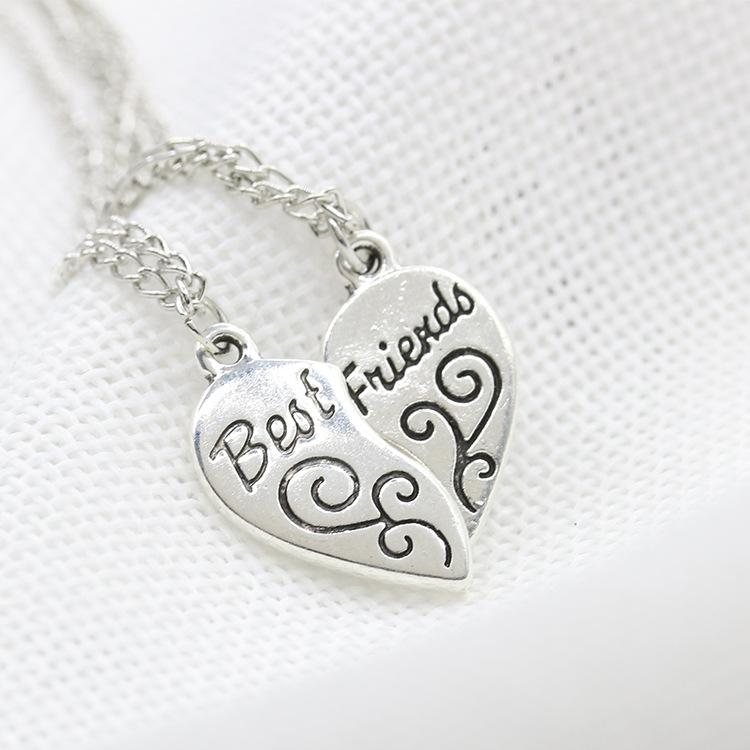 BestFriends Alloy Peach Heart Pendant Boudoir Honey Love Stitching Pendant Lettering Necklace