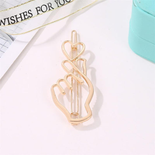 Hair accessories simple than heart hand accessories hair clip personality girl side clip creative love card