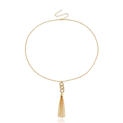 Jewelry Autumn and Winter Tassel Sweater Necklace Diamond 8-character Chain Necklace Sweater Chain Advanced Sense Female