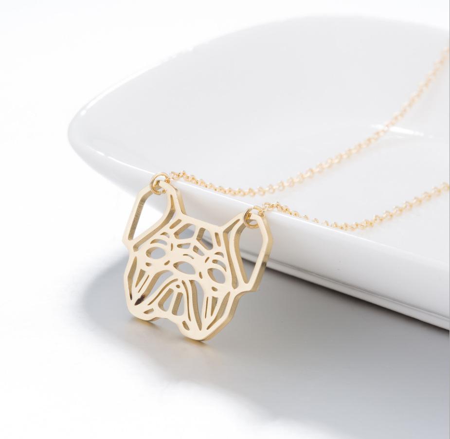 French Bulldog Necklace Bulldog Big Dog Head Animal Necklace Cute Cute Origami Geometric Dog Pendant Necklace