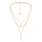 Simple and advanced design multi-layer stainless steel golden moon word necklace tassel pendant