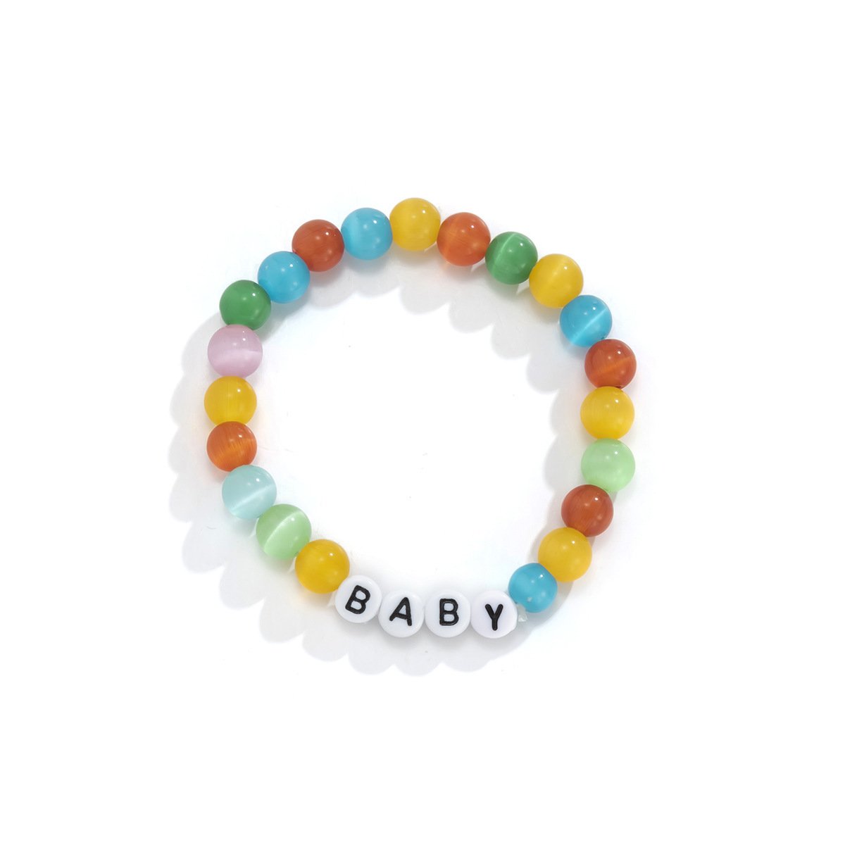 Jewelry Colorful Opal Stretch Letter Bracelet Sweet Cool Alphabet Acrylic Beaded Jewelry