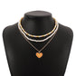N9938 Retro Pearl Necklace Women's Multi-layer Fashion Drip Oil Heart Necklace Romantic Temperament Geometric Necklace