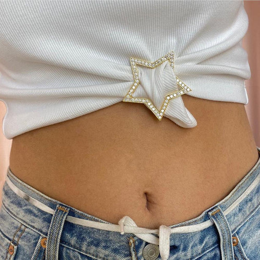 Clothes corner knotted button simple five-pointed star waist button shirt t-shirt clip Xiaoxiang clothing accessories