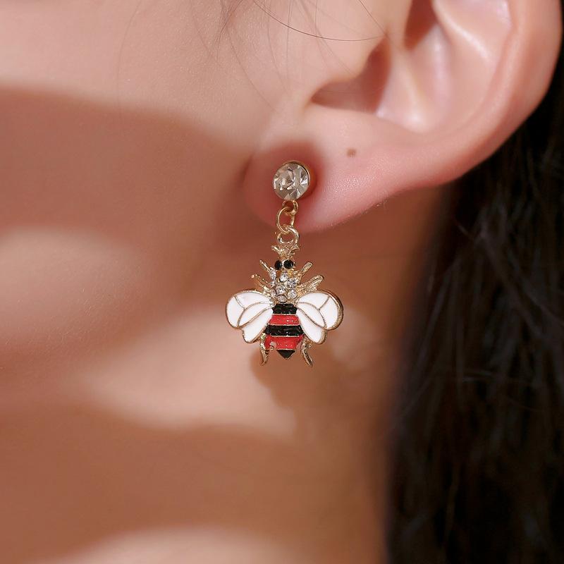 Earrings Cute Bee Diamond Stud Earrings Female Personality Sweet Earrings Long Earrings