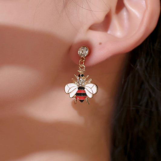 Earrings Cute Bee Diamond Stud Earrings Female Personality Sweet Earrings Long Earrings