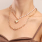 Jewelry punk double-layer geometric big heart pendant imitation pearl necklace female ins all-match necklace