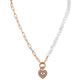 Fashionable and Exquisite Super Fairy Short Pearl Lock Heart Eye Necklace