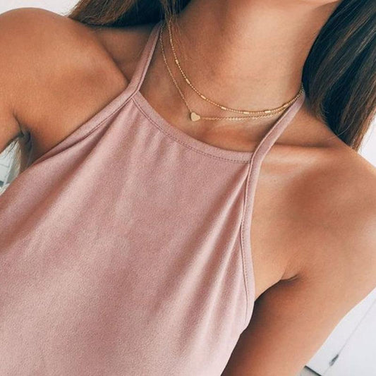 Jewelry simple peach heart multi-layer necklace female personality creative accessories pendant clavicle chain