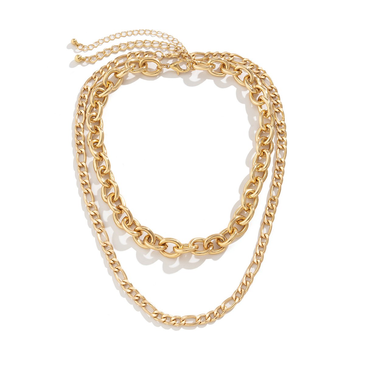 Jewelry Versatile Geometric Hollow Metal Necklace Simple Cross Chain Clavicle Double Layer Necklace Women