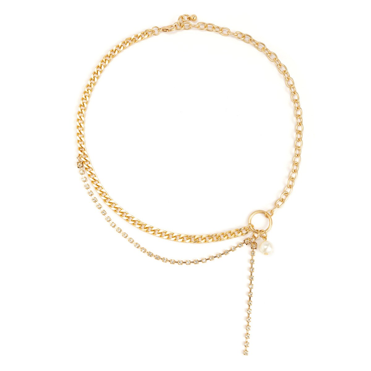 Jewelry Temperament Sweet Cool Cross Necklace Stitching Imitation Pearl Claw Chain Tassel Clavicle Necklace Female