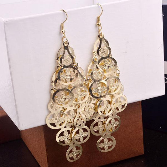 Earrings Exaggerated fashion gourd flower multi-level string earrings