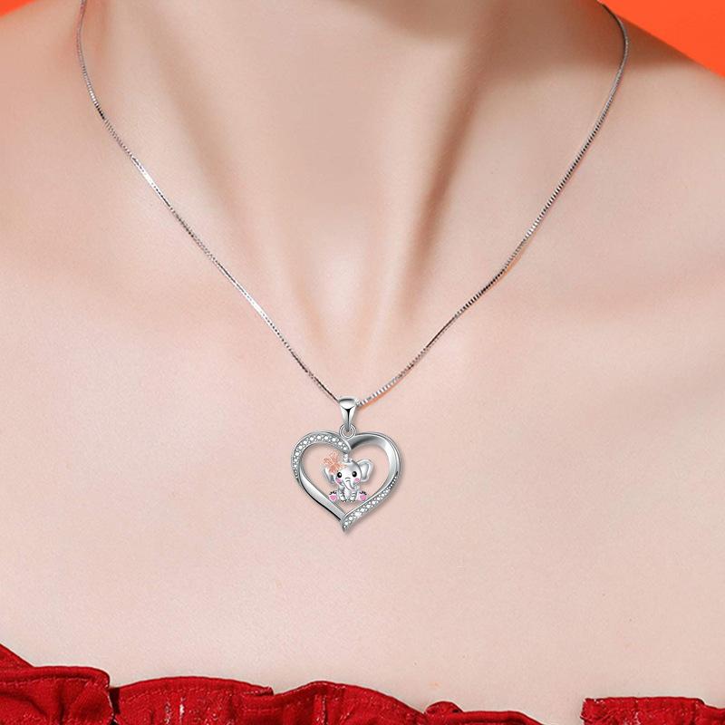 Explosive fashion women's heart butterfly elephant pendant necklace beautiful animal series jewelry