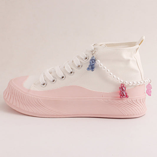 Jewelry Xiaoxiang imitation pearl candy color bear shoe chain accessories women's shoes decoration does not fade