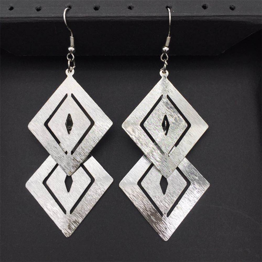 Earrings Exaggerated Atmosphere Hollow Rhombus Multi-layered Ladies Earrings Indian Retro Earrings