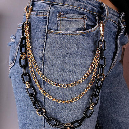 Jewelry cross chain fluorescent color punk waist chain acrylic metal multi-layer body chain hanging chain women