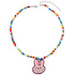 Colorful Beaded Necklace Cartoon Cute Niche Colorful Beaded Necklace Girl Heart Clavicle Chain Short Pendant