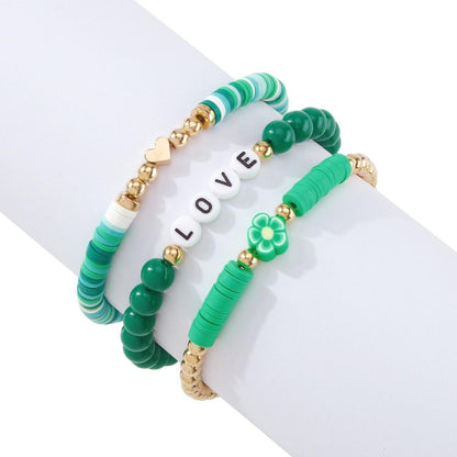 B1483 Bohemian Ethnic Stacked Bracelet Alphabet Flower Beads Personality Bracelet Colorful Geometric Ornaments