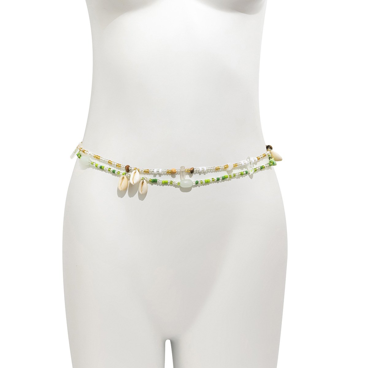 Sexy Shell Beaded Rice Beads Multi-Layered Body Chain Holiday Pastoral Contrasting Color Gravel Waist Chain Female