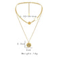 Trendy Sexy Stainless Steel Circle Coin Alphabet Pendant Double Necklace Elegant Titanium Steel Clavicle Chain
