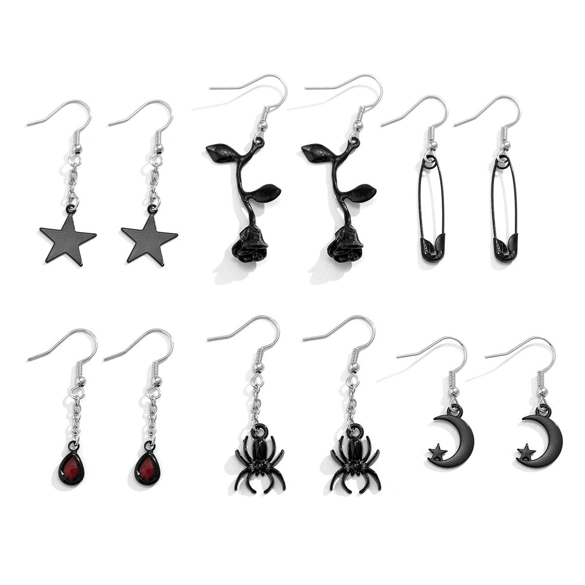 Jewelry Halloween personality spider blood drop exaggerated earrings sweet cool street shooting star niche earrings