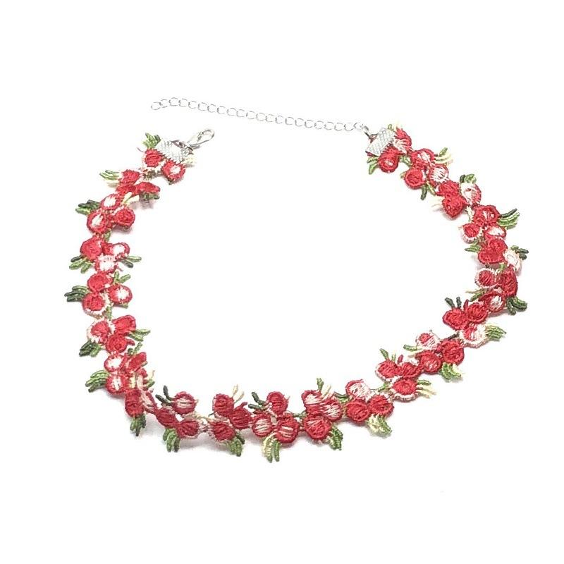 Jewelry Peach Pink Lace Necklace Embroidery Flower Necklace Collar Choker Necklace Clavicle Chain Female