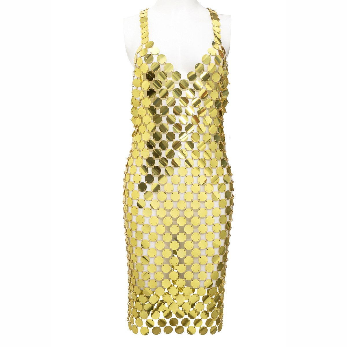 Jewelry Personality Night V Neck Sling Dress Sexy Geometric Hollow Sequin Body Chain