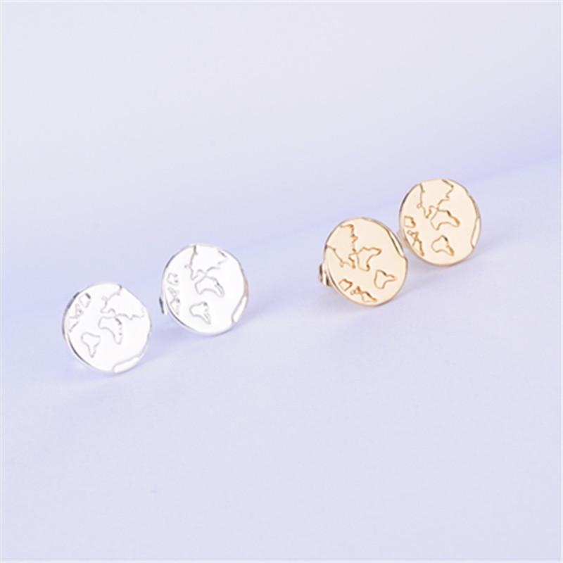 Popular earrings simple personality world map earrings map earrings