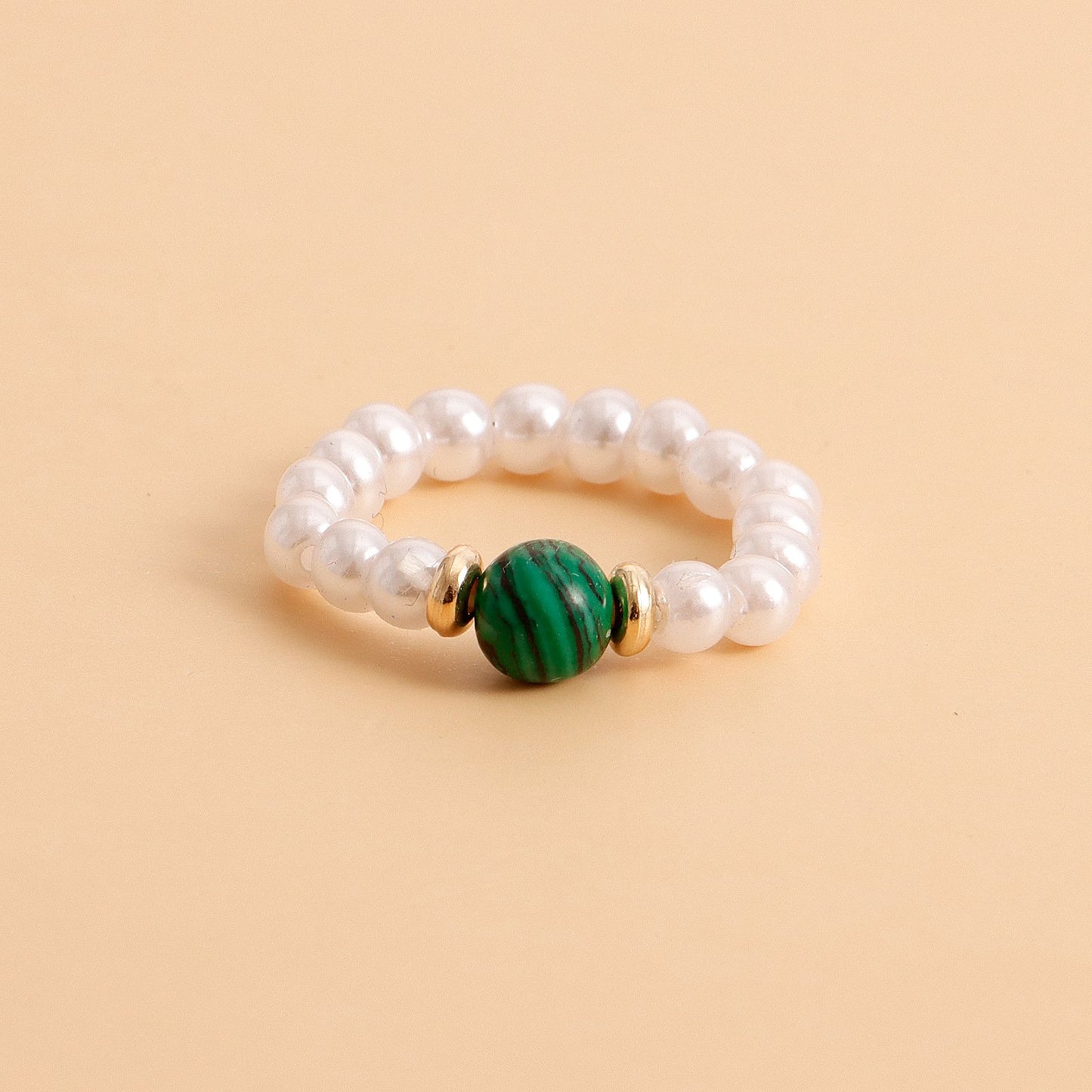 Jewelry bohemia colorful natural stone imitation pearl ring does not fade niche design advanced