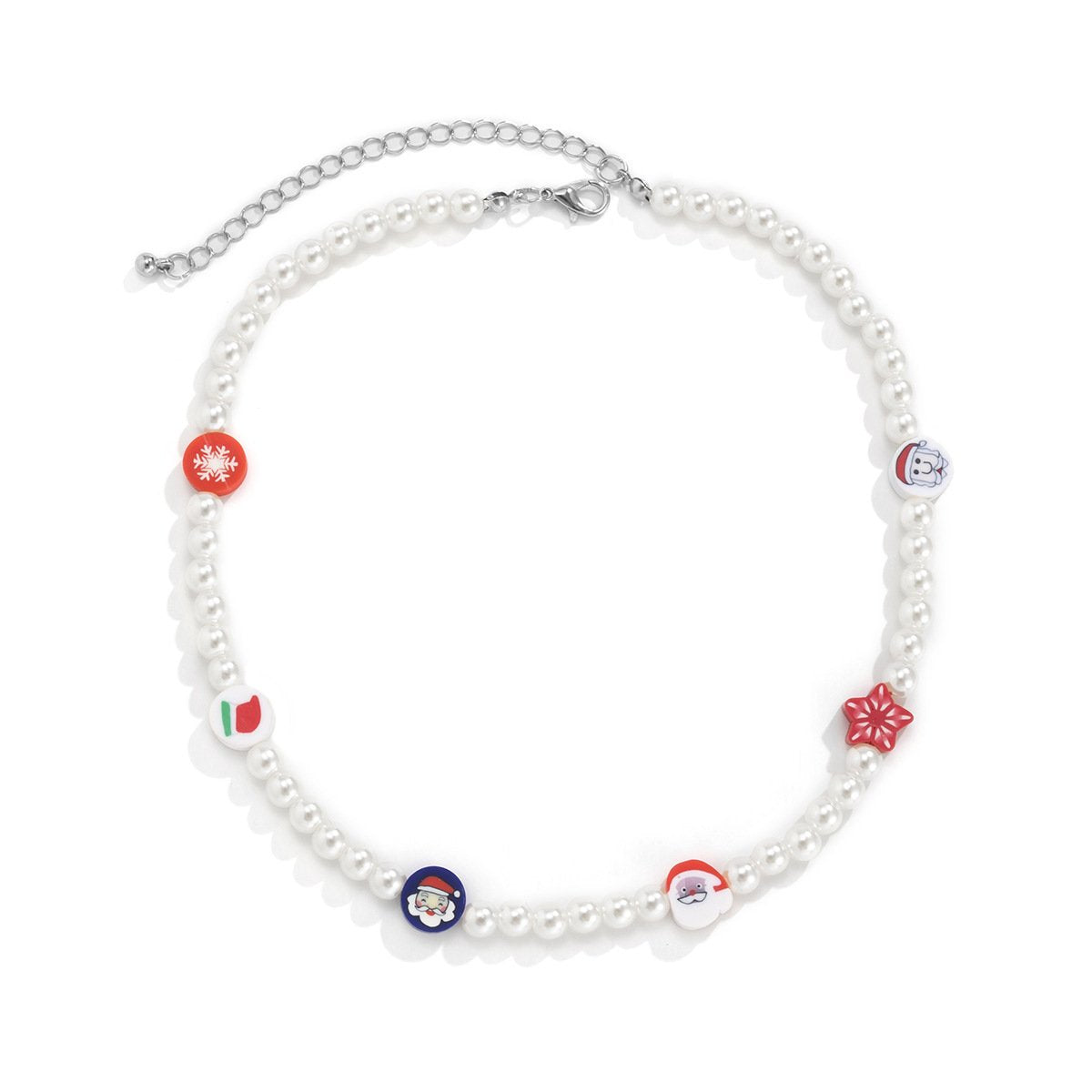 Creative color Christmas funny imitation pearl necklace jewelry soft pottery pattern beaded necklace female