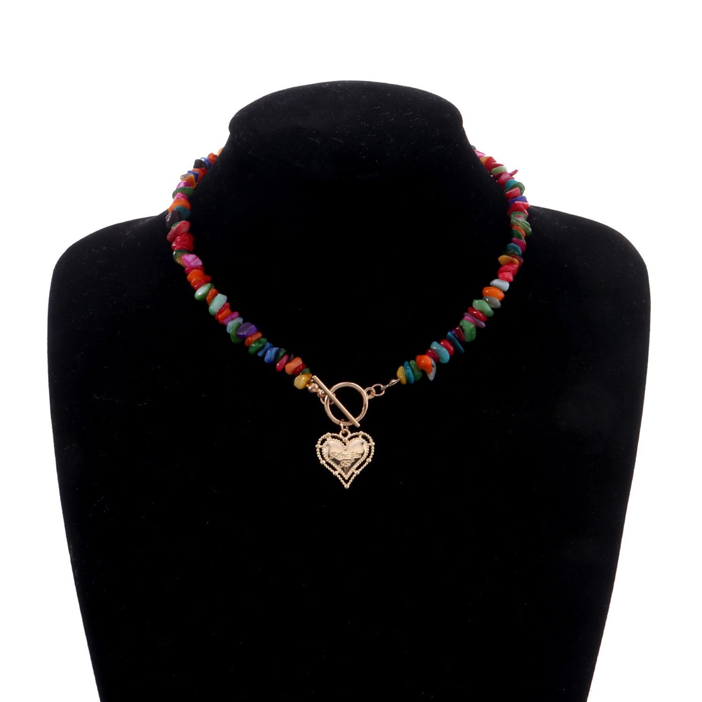 Jewelry Three-dimensional Hollow Heart Pendant Necklace Femininity Fashion Color Stone OT Chain Necklace