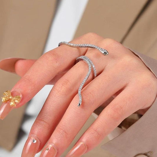 Ins snake-shaped opening adjustable ring female retro fashion surround index finger ring Siamese net red ring tide