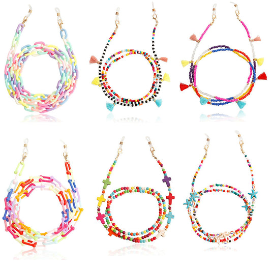 Mask hanging chain glasses chain acrylic pearl rice bead mask chain