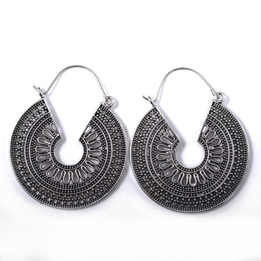 Middle Eastern Bohemian Vintage Openwork Metal Earrings Dubai Jewelry