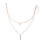 Simple Fashion Temperament Versatile Necklace Frosty Grid Metal Texture Double Layer Necklace Female Diamond Pendant Decoration