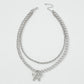 N9341 Exaggerated Double Layer Necklace Female Hip Hop Personality Thick Chain Necklace Creative Butterfly Pendant Necklace