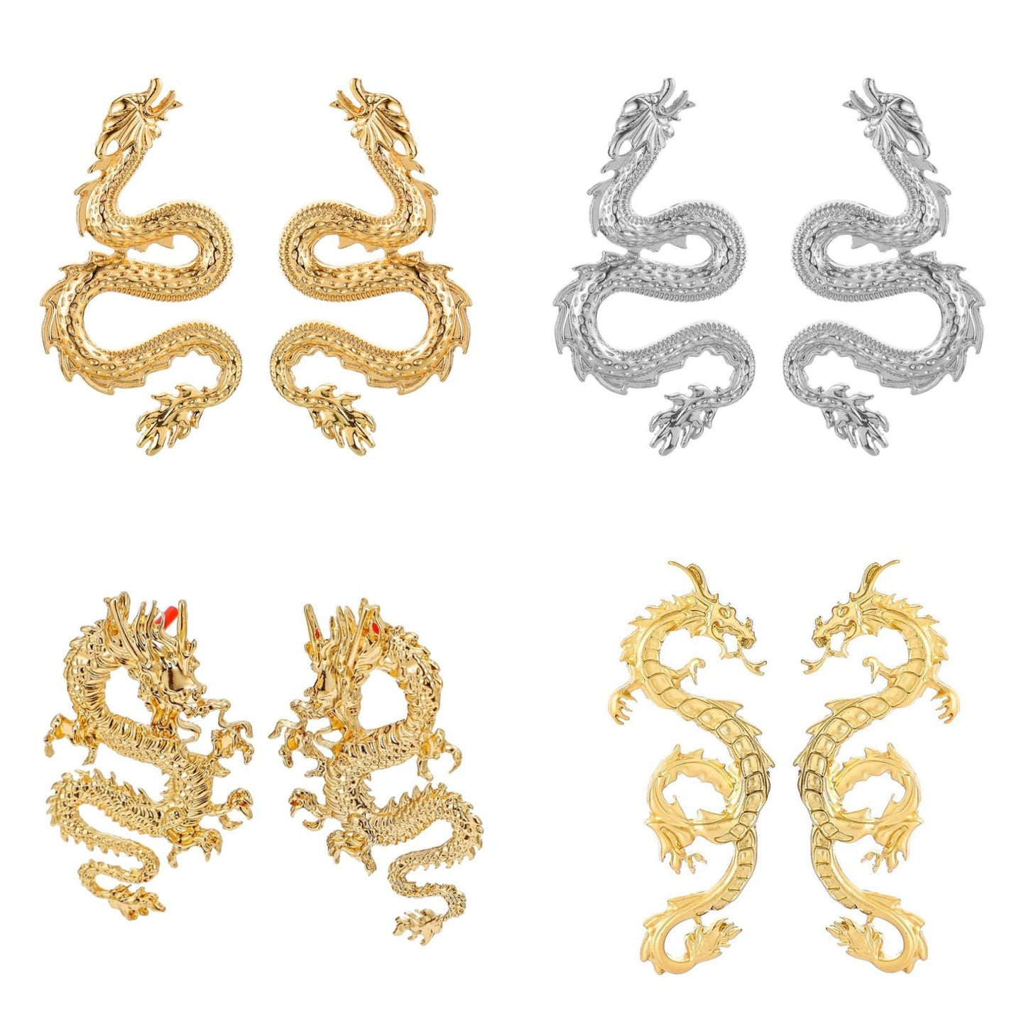 Kendou with the same dark Chinese dragon carving shape earrings earrings hip-hop ins dragon ear jewelry