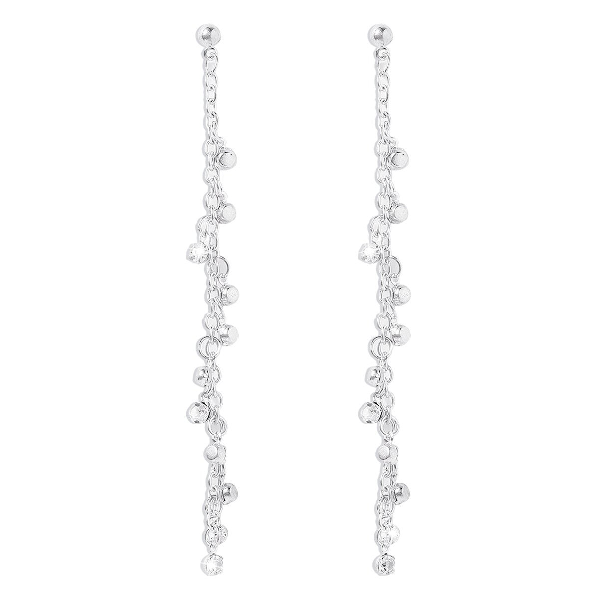 E1751 Temperament simple niche metal earrings micro-inlaid rhinestones long chain personality retro earrings