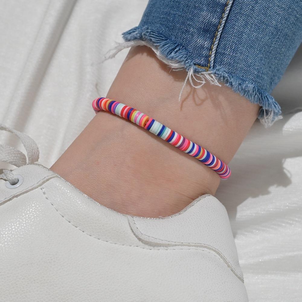 Jewelry Color Soft Pottery Beach Anklet Bohemian Retro Adjustable Bracelet Women's Bracelet