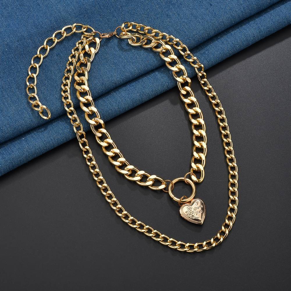 Accessories Retro Creative Heart Pendant Necklace Can Open Double Layer Women's Necklace Necklace