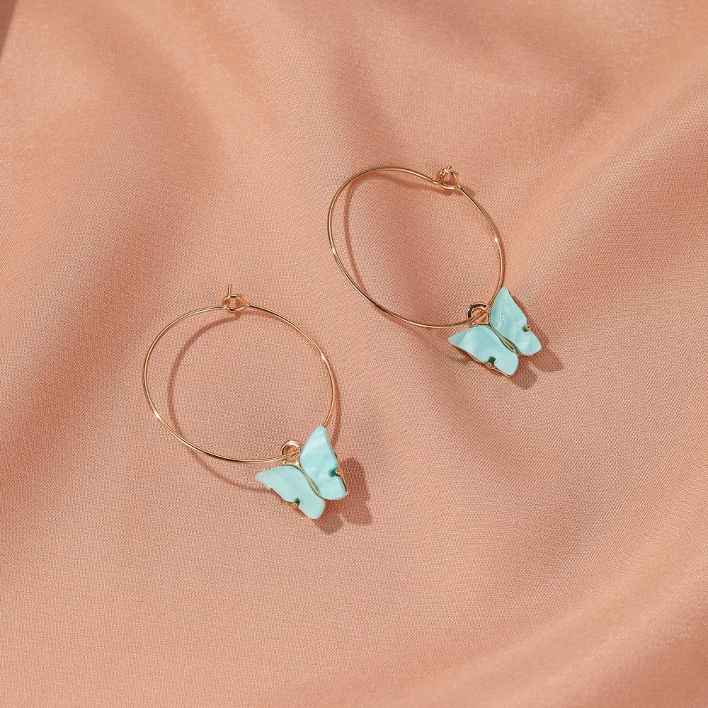 Earrings ing temperament color acrylic butterfly earrings fresh and simple butterfly ear buckle female