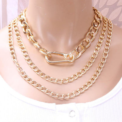 Jewelry Punk Geometric Thick Chain Clavicle Necklace Female Hip Hop Trend Metal Keychain Necklace