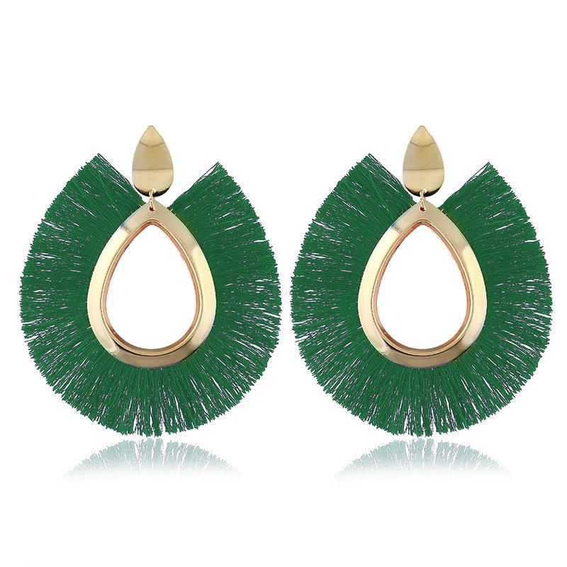 Leaf Tassel Exaggerated Earrings Retro Water Drop Fan-shaped Earrings Fashion Autumn and Winter Earrings