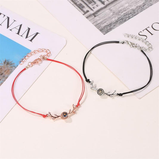 A deer has you Internet celebrity projection couple bracelet creative 1 languages I love you simple red rope antler bracelet