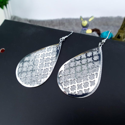 Double-layer hollow swing earrings fashion OL drop-shaped multi-layer frosted earrings