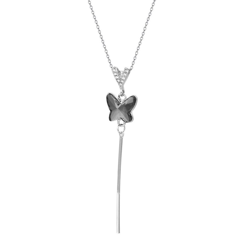 Simple and cold zircon pendant necklace fashion five-pointed star key cat clavicle chain niche design