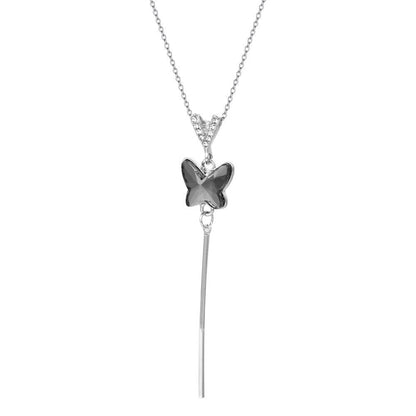 Simple and cold zircon pendant necklace fashion five-pointed star key cat clavicle chain niche design